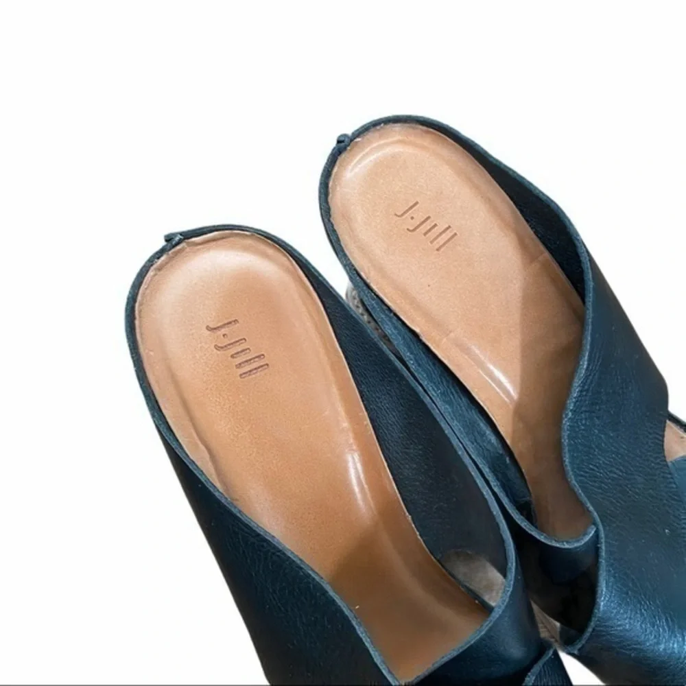 J. Jill Black‎ Leather Criss Cross Strap Wedge Sandals